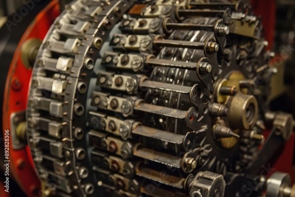 Fototapeta Industrial Machine Gear Closeup Metal Parts