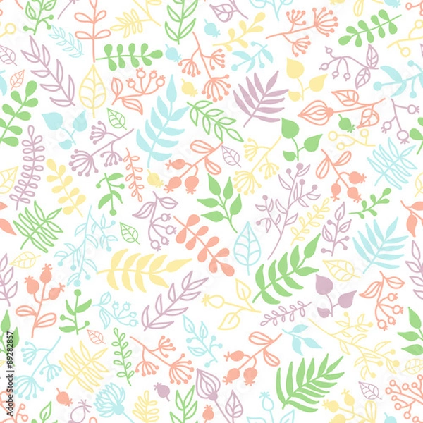Fototapeta Vector doodle rustic floral pattern.