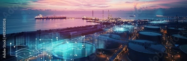 Fototapeta Digital transformation of oil and gas industry with data analytics