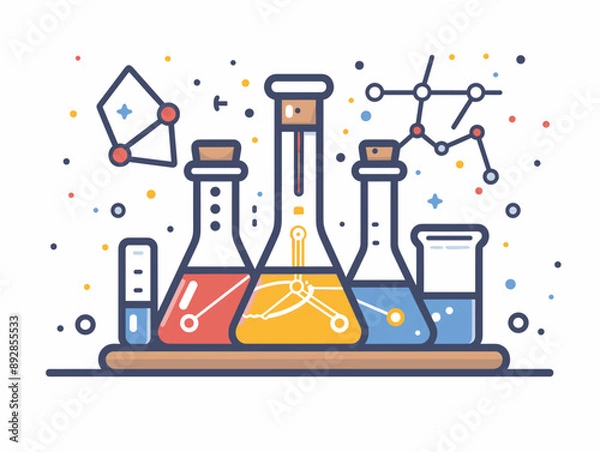 Fototapeta Flask color line icon. Chemistry, science, research, experiment concept. Pictogram for web page, mobile app, promo. Editable stroke