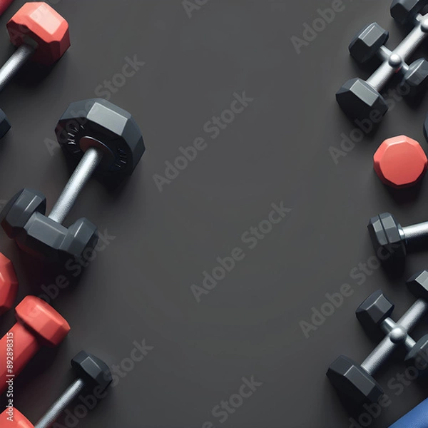 Obraz dumbbell on a dark blue background