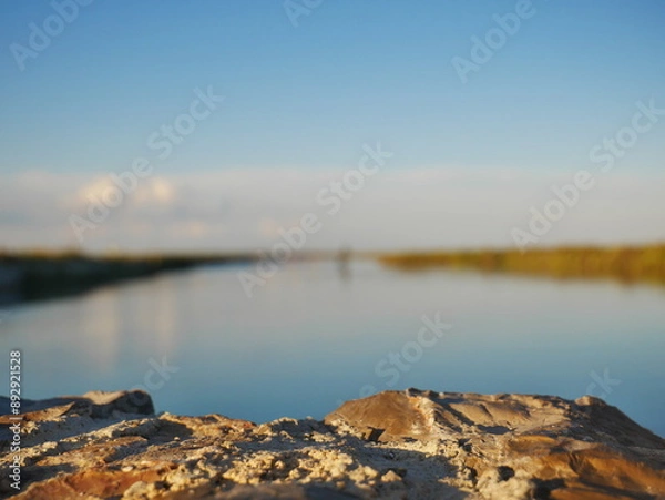 Fototapeta Closeup of the rocky surface on the lake in Frontignan