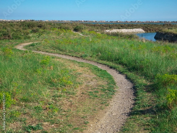 Obraz Beautiful view of a path by the river in Southern France