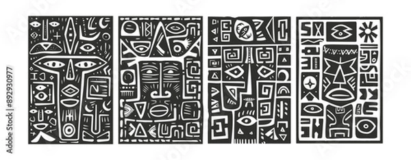 Obraz Hawaiian abstract Tribal Pattern Vector Collection ,generative ai