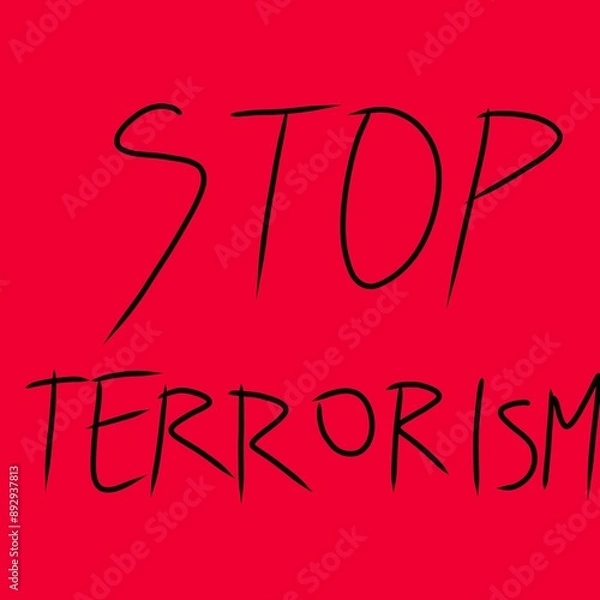 Fototapeta Stop terrorism red banner
