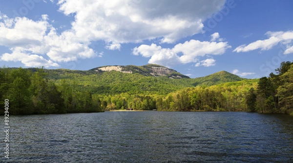 Fototapeta Table Rock State Park and Pinnacle Lake in South Carolina in the spring