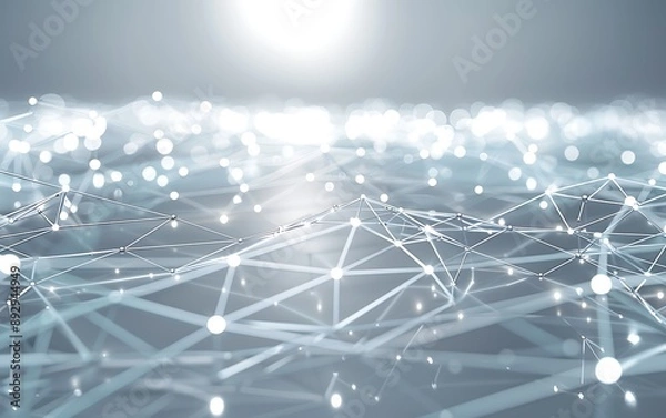 Fototapeta Sophisticated Grey and Light Blue Tech Background with Minimalist Network Connections in a Tech Solutions Center, Perfect for Advanced Communication and Innovation