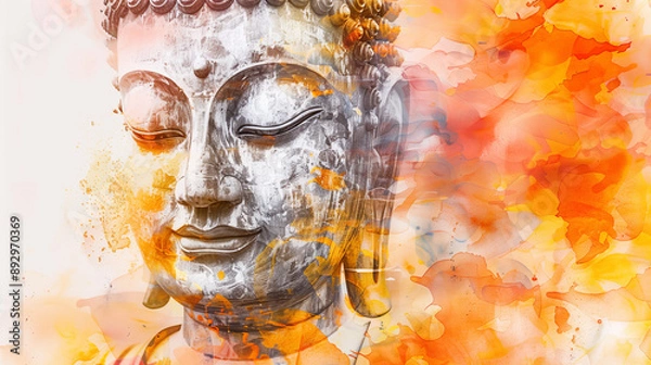 Obraz buddha head watercolor illustration
