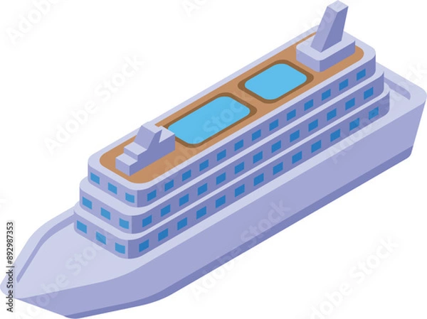 Fototapeta Large passenger ship with a swimming pool is sailing on the sea