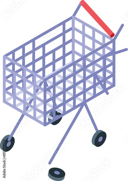 Fototapeta Empty shopping cart is waiting to be filled with groceries