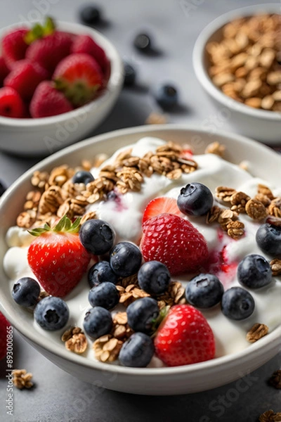 Fototapeta muesli with berries