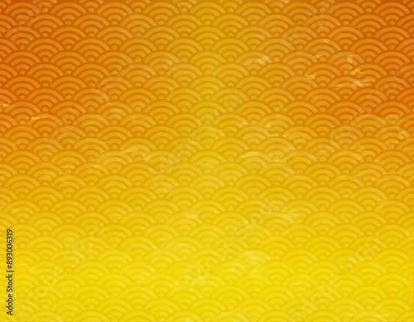 Fototapeta 青海波文様　ゴールドのグラデーション背景イラスト　和柄