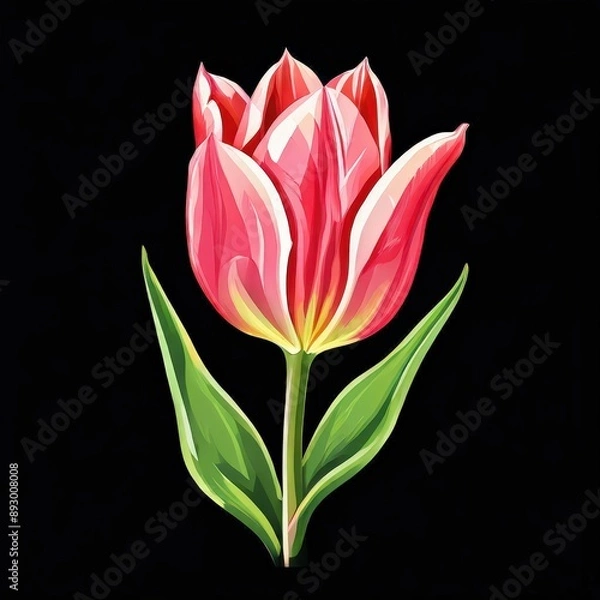 Fototapeta the AI Image Generator, tulipanes rosas aislado en fondo negro