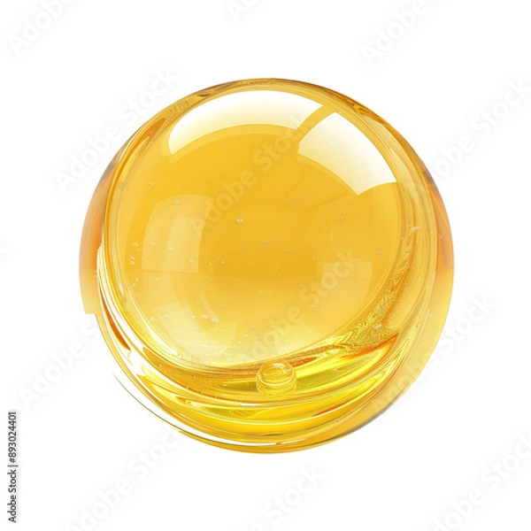 Fototapeta Shiny Yellow Bubble on Transparent Background PNG - Sphere Ball Bubble Round Glossy Shape Gum Object 3D
