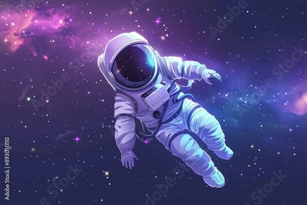 Fototapeta white suited astronaut floating
