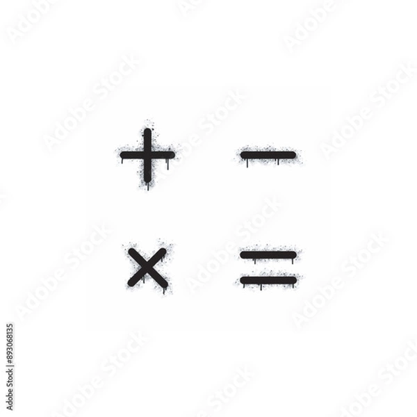 Fototapeta Spray painted math symbols in black on white. Mathematical symbols. isolated on white background. vector illustration