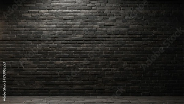 Fototapeta Abstract black brick wall texture with dark background for graphic design and creative projects.