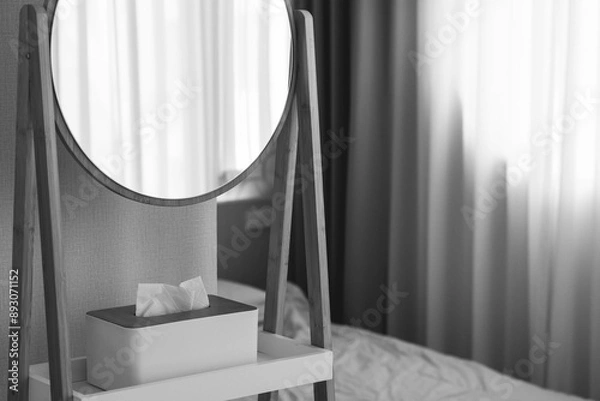 Fototapeta Mirror and Tissue paper with Interior design elements at room