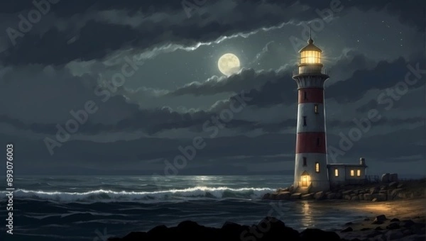 Obraz lighthouse at night