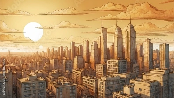 Obraz sunset over the city