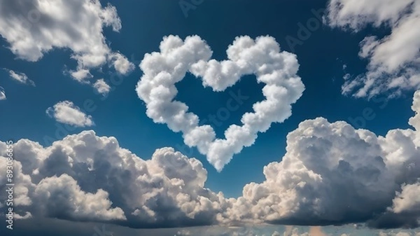 Obraz heart shaped clouds sky background