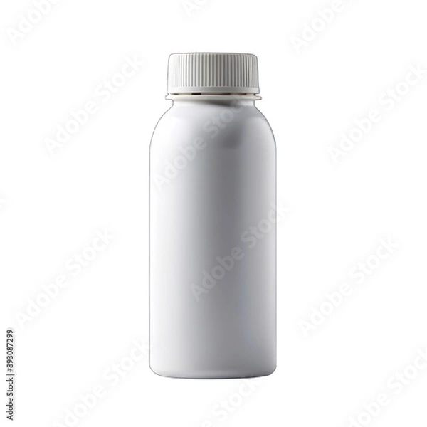 Fototapeta A blank white bottle with a white cap for mockup on transparent background