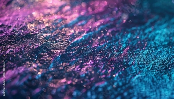 Fototapeta Digital Texture with Glittering Surface in Teal and Lavender Tones