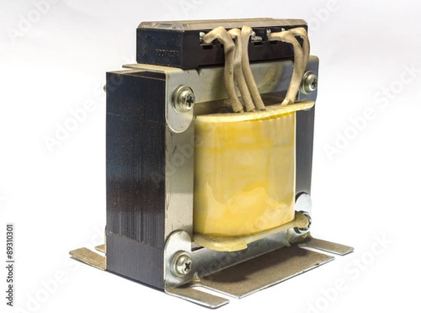 Obraz Industrial transformer is on a white background.