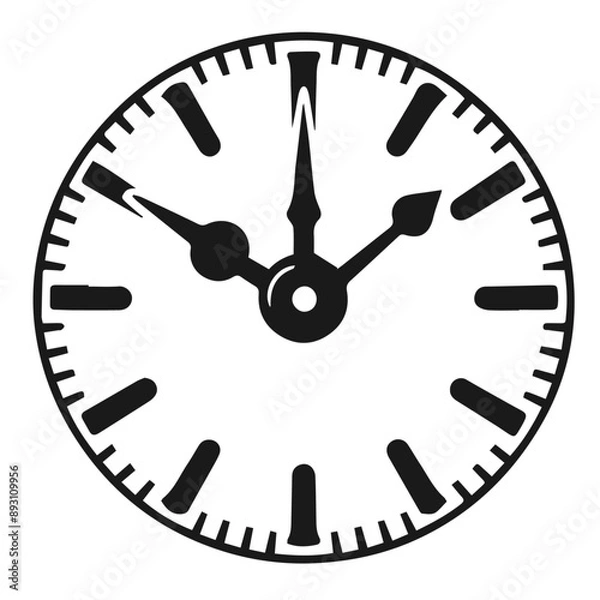 Fototapeta Clean black and white vector silhouette of a Clock logotype on white background