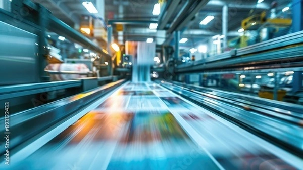 Fototapeta High-speed printing press in an industrial setting