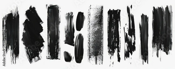 Fototapeta Elegant charcoal brush strokes and hand drawn ink textures for minimalist design projects.