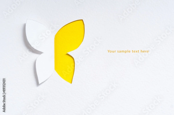 Fototapeta Greeting card with paper butterfly