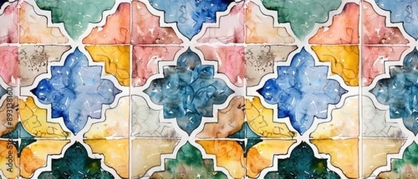 Obraz Watercolor Abstract Tile Mosaic Pattern