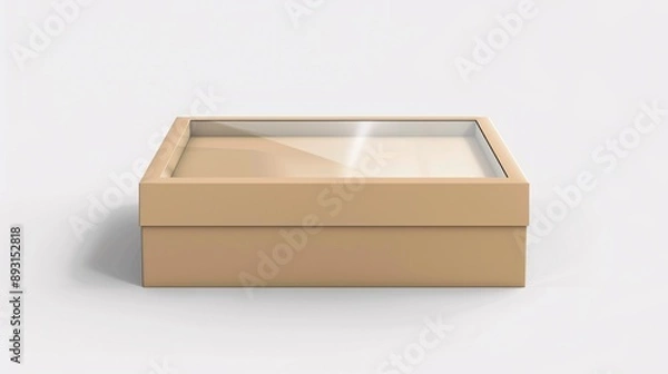 Obraz This realistic cardboard box features a transparent window and is ideal for showcasing your design.