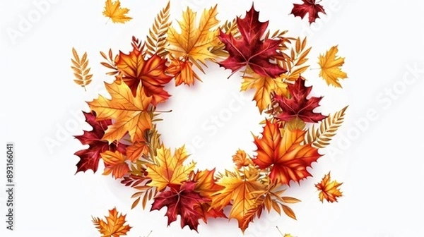 Obraz Autumn Leaves Wreath - A Decorative Circle of Fall Colors