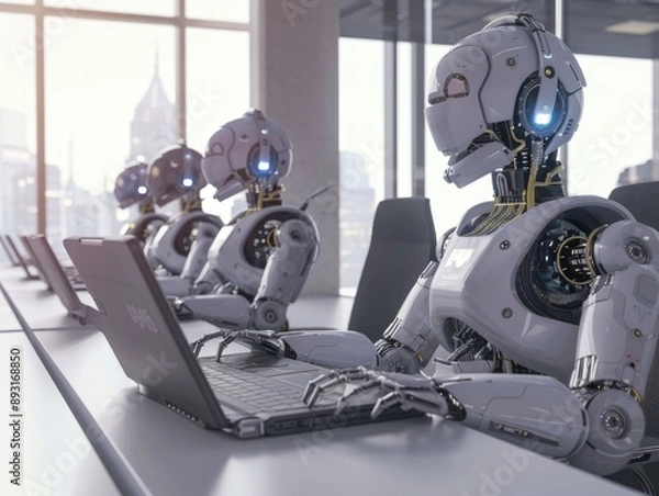 Fototapeta Robots Working in an Office