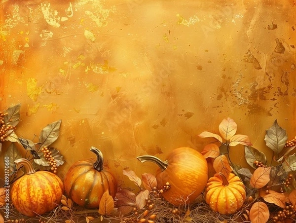 Fototapeta Crop yellow Background Thanksgiving Theme Photography Backdrops Holiday Card Thanksgiving Background Design Pumpkin Patch Fall Autumn Harvest Golden Field Squash 