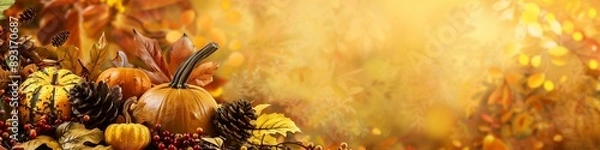 Fototapeta Crop yellow Background Thanksgiving Theme Photography Backdrops Holiday Card Thanksgiving Background Design Pumpkin Patch Fall Autumn Harvest Golden Field Squash 