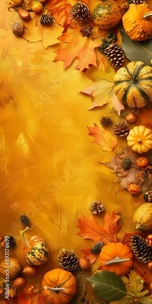 Fototapeta Crop yellow Background Thanksgiving Theme Photography Backdrops Holiday Card Thanksgiving Background Design Pumpkin Patch Fall Autumn Harvest Golden Field Squash 