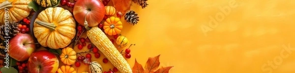 Fototapeta Crop yellow Background Thanksgiving Theme Photography Backdrops Holiday Card Thanksgiving Background Design Pumpkin Patch Fall Autumn Harvest Golden Field Squash 
