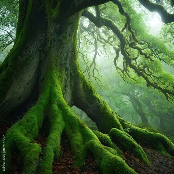 Obraz tree in the forest with moss 