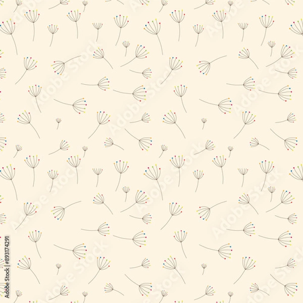 Fototapeta Pattern of botanical flowers isolated on background. Elegant botanical design in pastel colors.