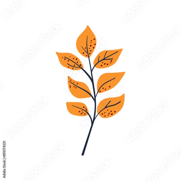 Fototapeta Folk plant. Simple orange leaf. Autumn botany. Minimalist style. Flat isolated vector illustration. No AI. hand drawn