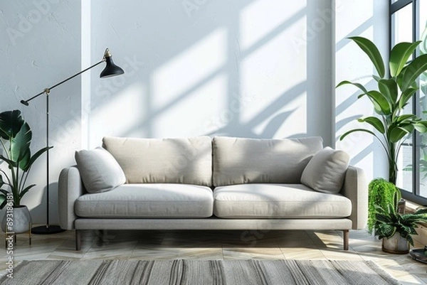 Fototapeta Modern scandinavian interior room created with Generative AI