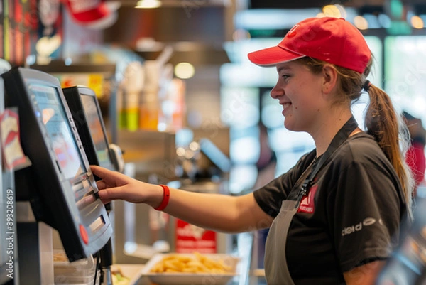 Obraz fast food employee
