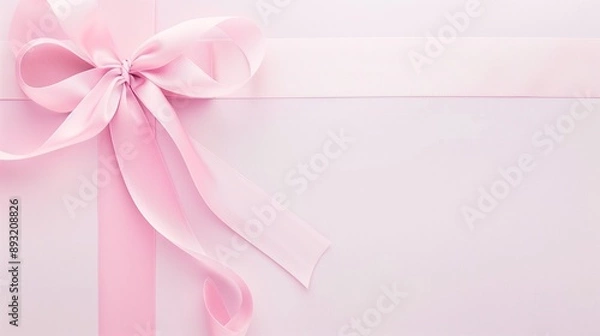 Fototapeta soft pink paper background with pink ribbon, cancer concept