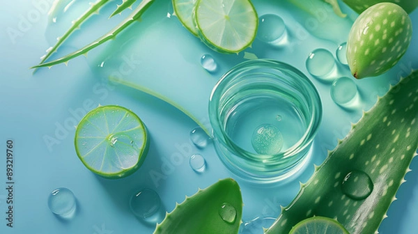 Obraz water drops on green leaf