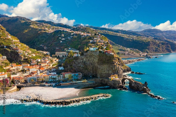 Obraz Panoramic view of the small village of Ponta do Sol, near Funchal. Madeira Island, Portugal
