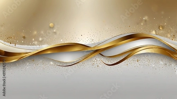 Fototapeta Luxury abstract background with golden lines on dark, modern backdrop concept 3d style. Illustration from vector about modern template deluxe design.