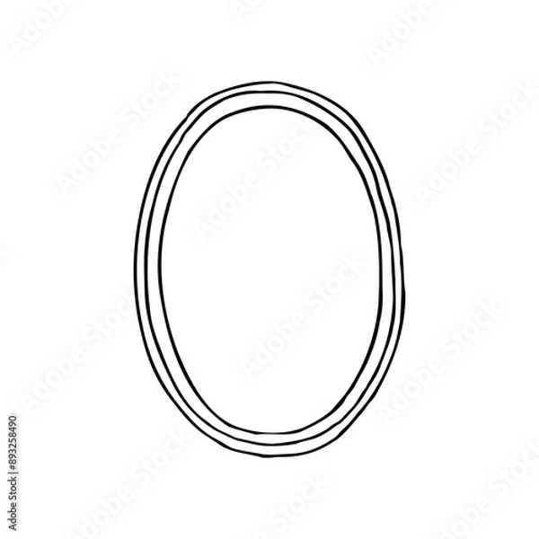 Fototapeta oval vertical frame - hand drawn outline drawing